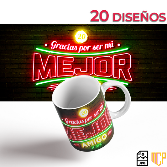 Día del Amigo - Plantillas para Sublimación de Tazas