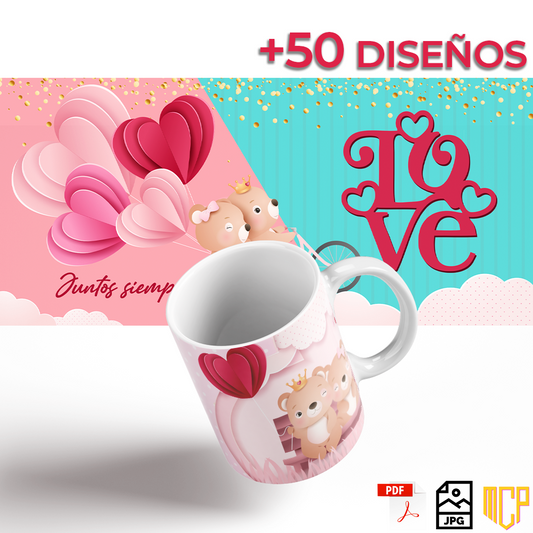Día de San Valentin - Plantillas para Sublimación de Tazas